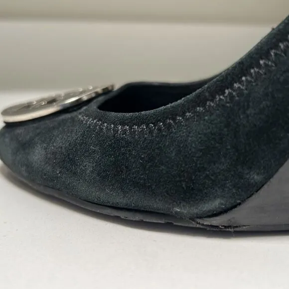 Tory Burch Closed Toe Suede Wedges - 9.5