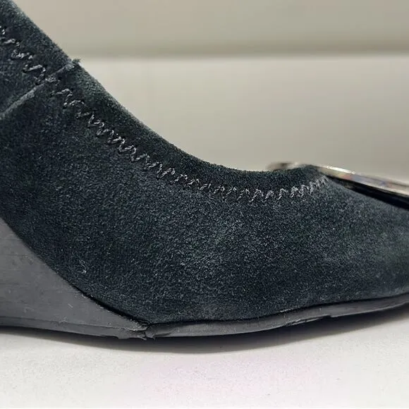 Tory Burch Closed Toe Suede Wedges - 9.5