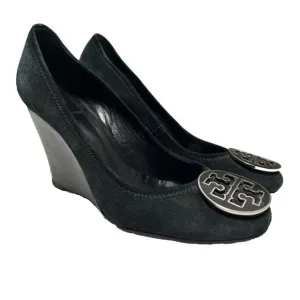 Tory Burch Closed Toe Suede Wedges - 9.5