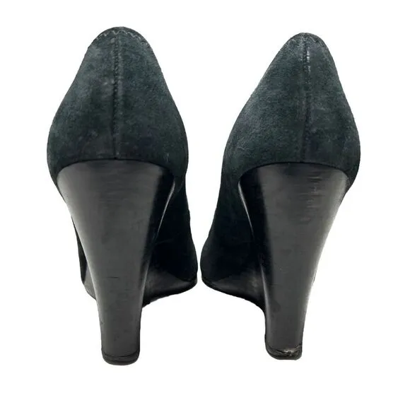 Tory Burch Closed Toe Suede Wedges - 9.5