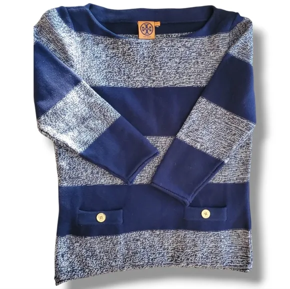 Tory BURCH Cotton &amp; Merino Wool Knit Nautical Stripped Sweater Size Large