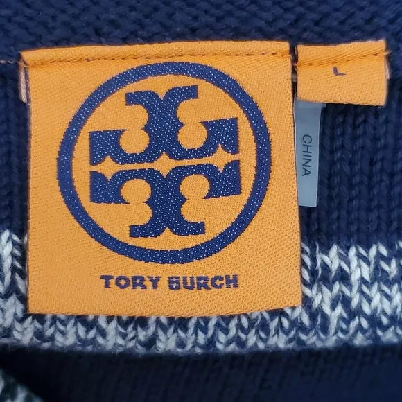 Tory BURCH Cotton &amp; Merino Wool Knit Nautical Stripped Sweater Size Large