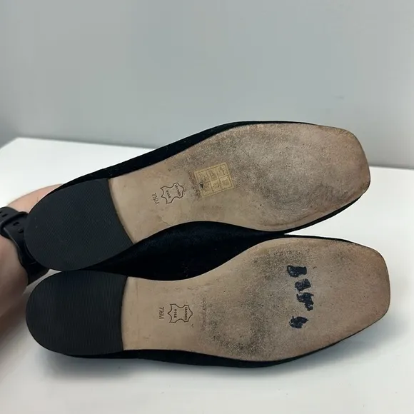 Tory Burch Eleanor Crystal Embellished Velvet Black Ballet Flats Size 7.5