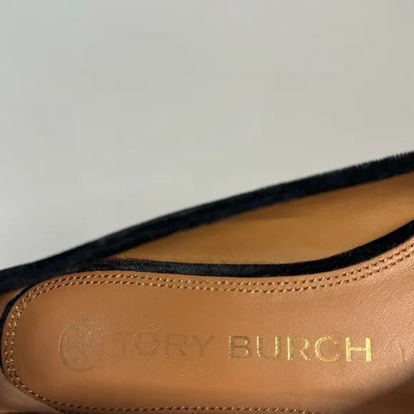 Tory Burch Eleanor Crystal Embellished Velvet Black Ballet Flats Size 7.5