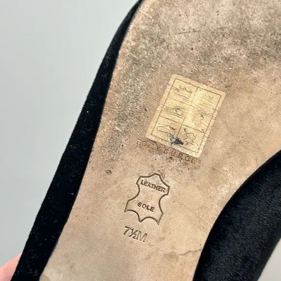 Tory Burch Eleanor Crystal Embellished Velvet Black Ballet Flats Size 7.5
