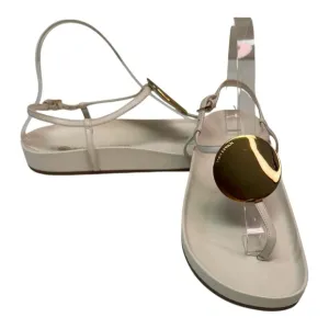 Tory Burch Ivory Patos Thong  T Strap Gold Disc Sandal Shoes with Dust Bag Sz 8
