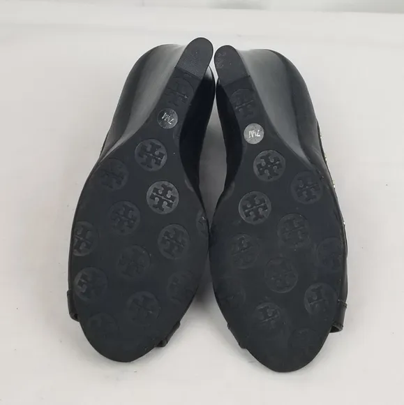 Tory Burch Leather Peep Toe Wedges size 7 M