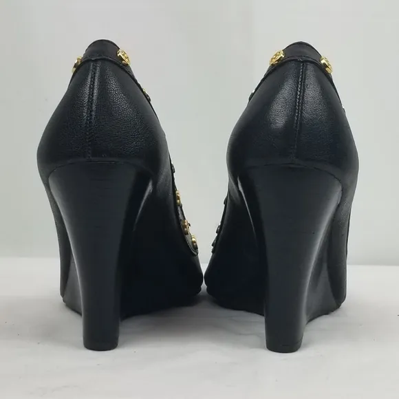 Tory Burch Leather Peep Toe Wedges size 7 M