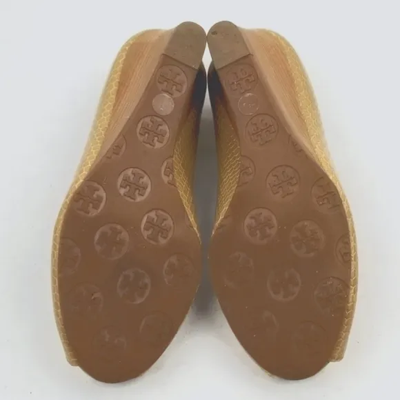 Tory Burch Leather Peep Toe Wedges size 7