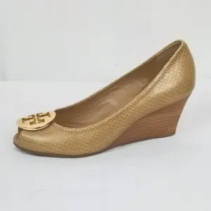 Tory Burch Leather Peep Toe Wedges size 7