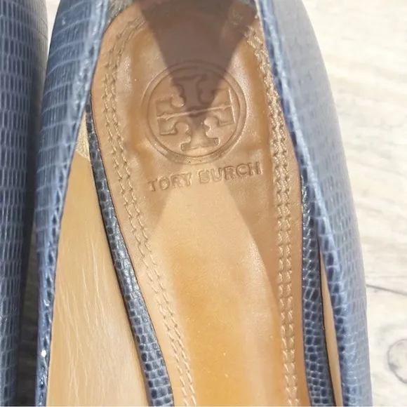 Tory Burch Lizard Print Leather Wedges - Size US 9