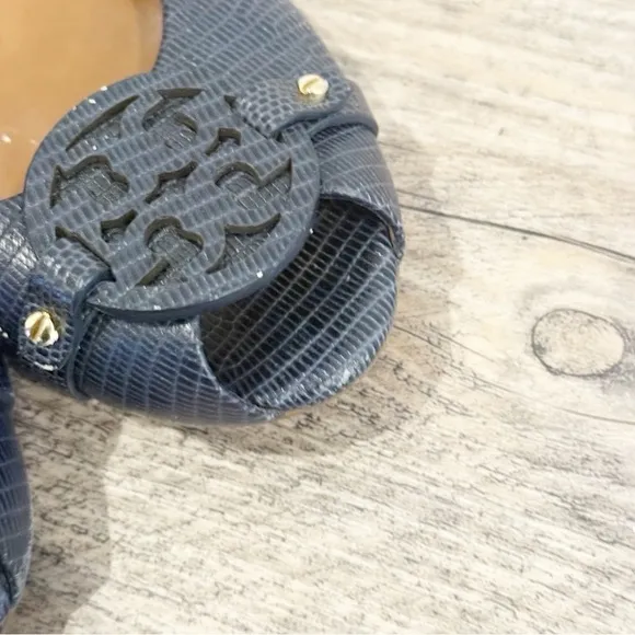 Tory Burch Lizard Print Leather Wedges - Size US 9