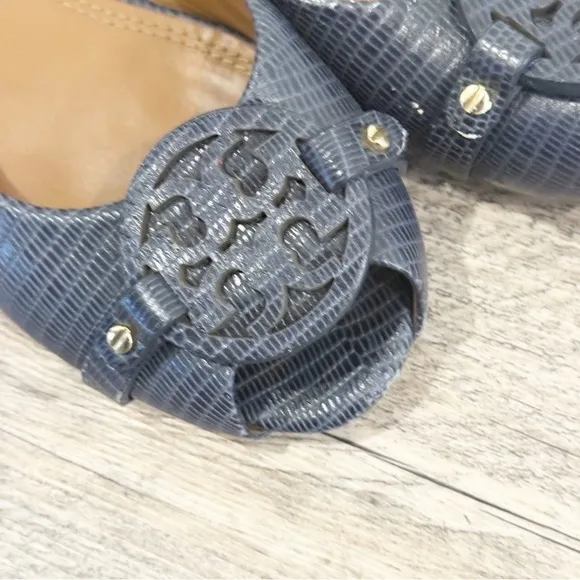Tory Burch Lizard Print Leather Wedges - Size US 9