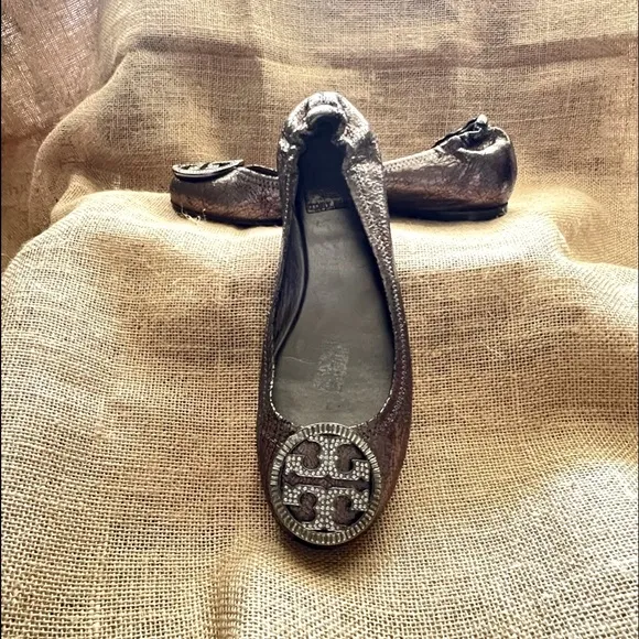 TORY BURCH Metallic Ballet flats Size 8-1/2
