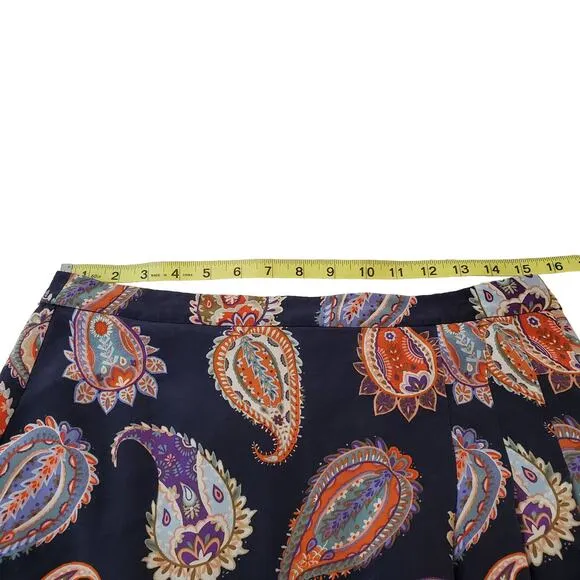 TORY BURCH | PAISLEY MULTICOLORED PLEATED 100% SILK MINI SKIRT WOMEN'S SIZE 4