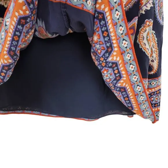 TORY BURCH | PAISLEY MULTICOLORED PLEATED 100% SILK MINI SKIRT WOMEN'S SIZE 4