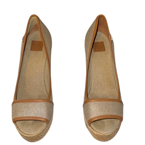 Tory Burch Peep Toe Wedges