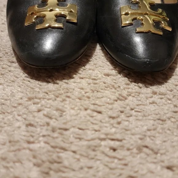 Tory Burch Raleigh Black Leather Wedges Heels Size 8