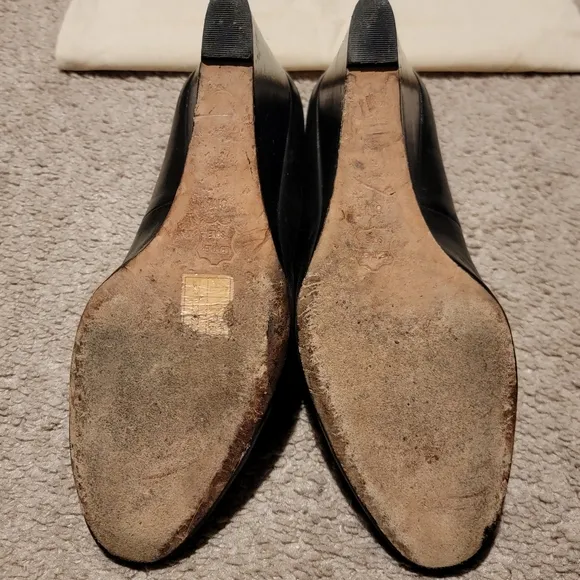 Tory Burch Raleigh Black Leather Wedges Heels Size 8