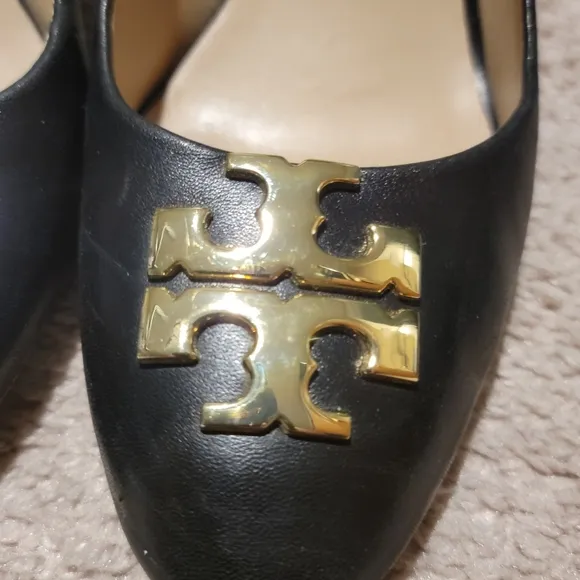 Tory Burch Raleigh Black Leather Wedges Heels Size 8
