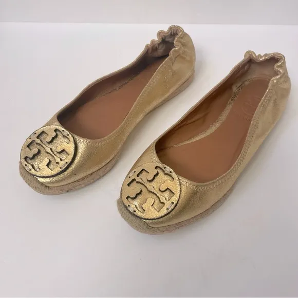 Tory Burch Reva Gold Ballet Flats Sz 6