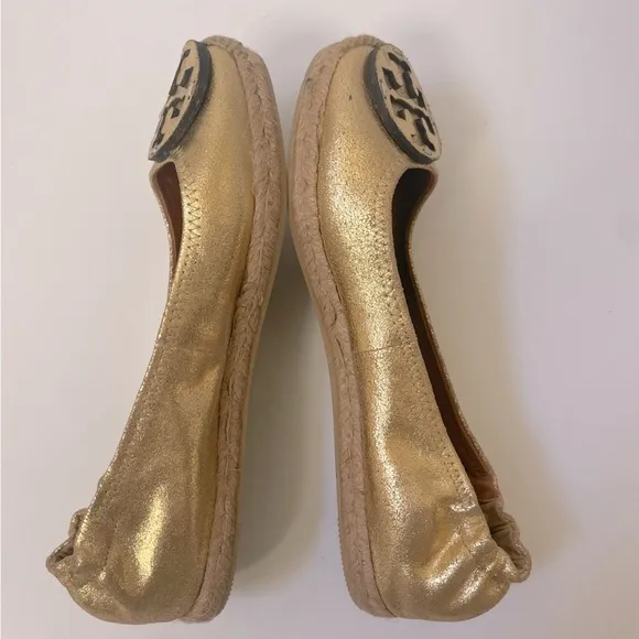 Tory Burch Reva Gold Ballet Flats Sz 6