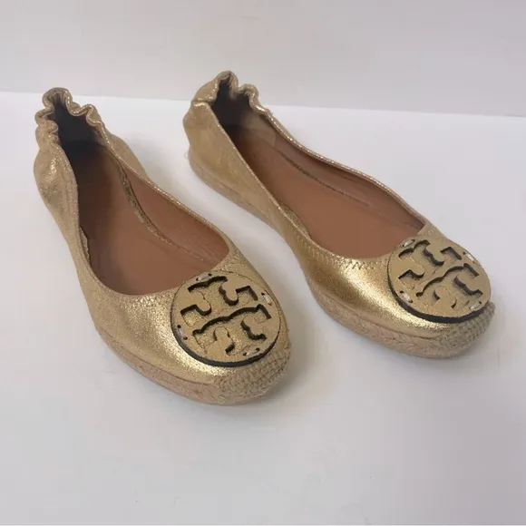 Tory Burch Reva Gold Ballet Flats Sz 6