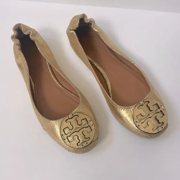 Tory Burch Reva Gold Ballet Flats Sz 6