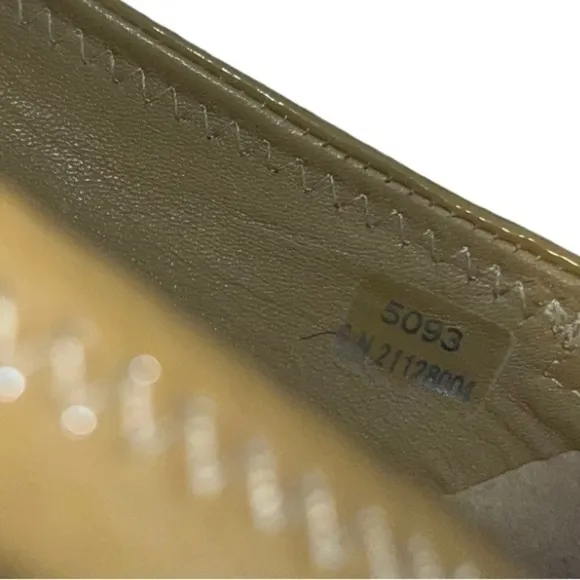 Tory Burch Reva Patent Tumble Leather Ballet Flats Tan and Gold