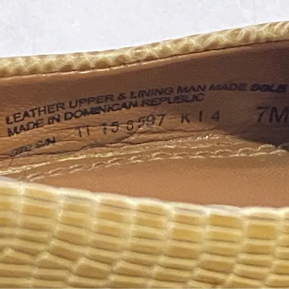 Tory Burch Size 7M Beige Neutral Lizard Embossed Leather Reva Ballet Flats