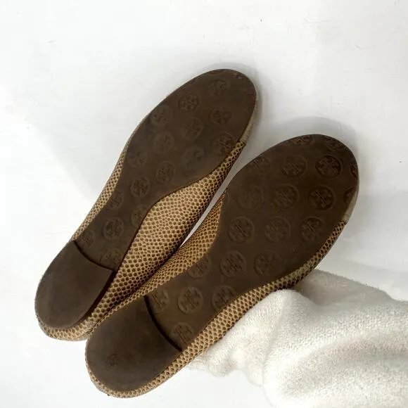 Tory Burch Tan Round Toe Ballet Flats