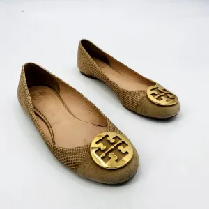 Tory Burch Tan Round Toe Ballet Flats