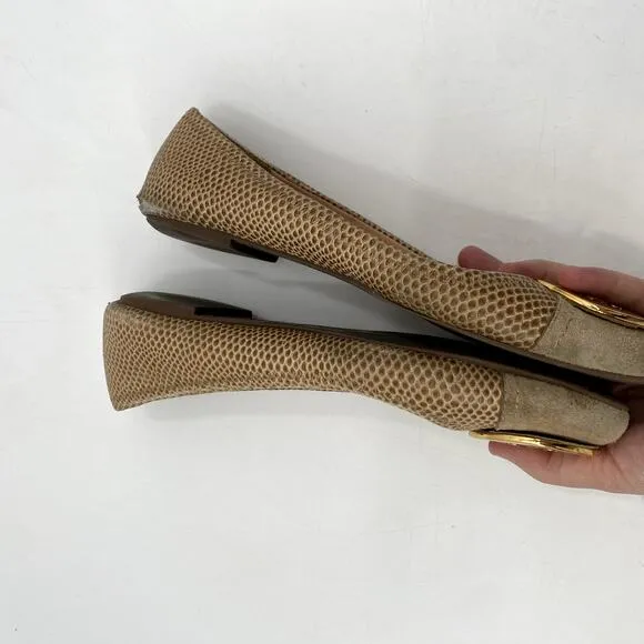 Tory Burch Tan Round Toe Ballet Flats