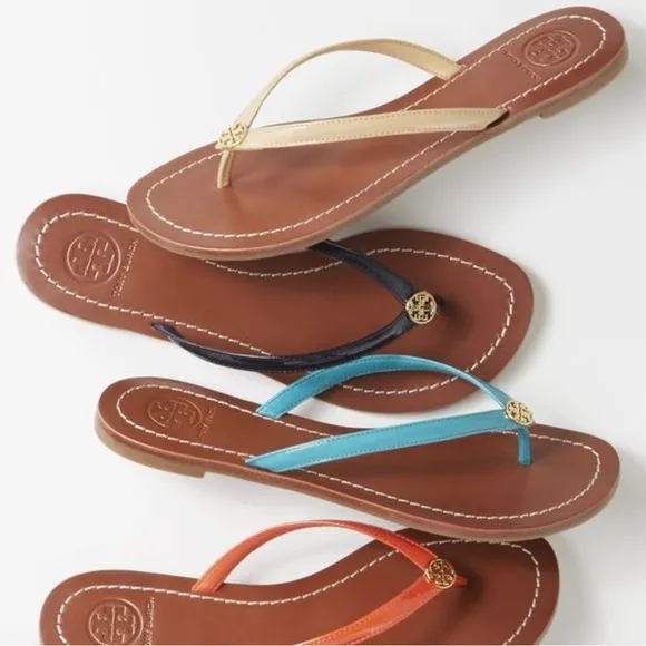 TORY BURCH Terra Thong Flip-Flop Sandals in Nude Beige Taupe | 6