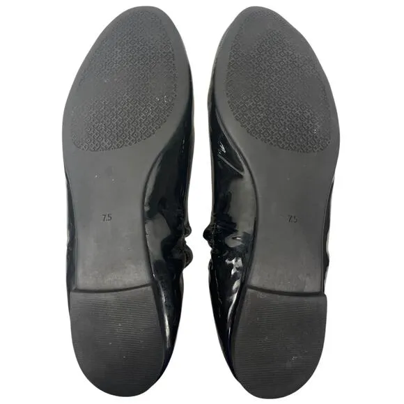 Tory Burch Twiggie Patent Logo Ballet Flats Black Size 7.5 Ballerina Casual