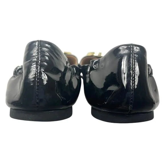 Tory Burch Twiggie Patent Logo Ballet Flats Black Size 7.5 Ballerina Casual