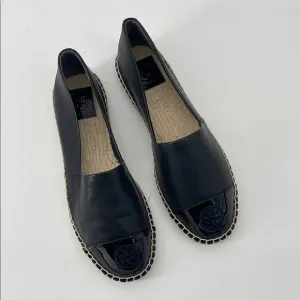 Tory Burch Women's Cap Toe Espadrille Flats in Black 9.5 S26