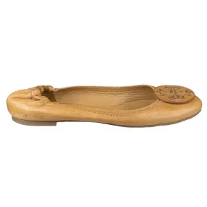 Tory Burch Women’s Reva Brown Leather Slip On Ballet Flat Size US 8