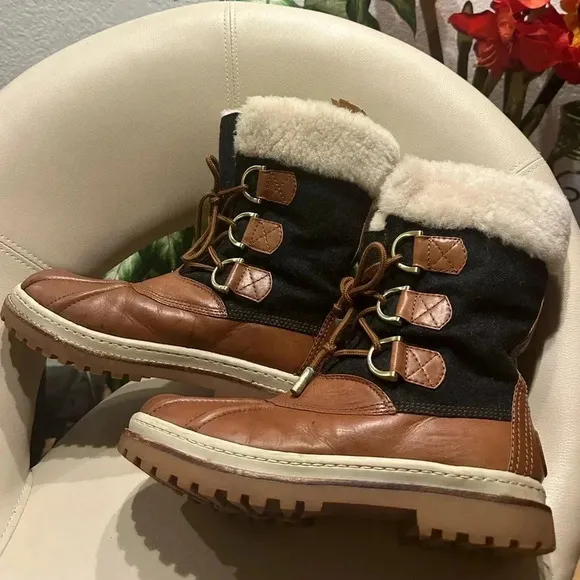 Tory Burch Wool Colorblock Pattern Lace-Up Boots women’s size 10M/40