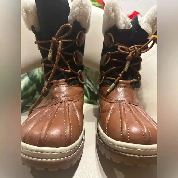 Tory Burch Wool Colorblock Pattern Lace-Up Boots women’s size 10M/40