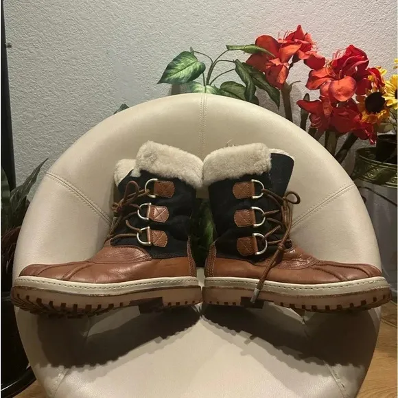 Tory Burch Wool Colorblock Pattern Lace-Up Boots women’s size 10M/40