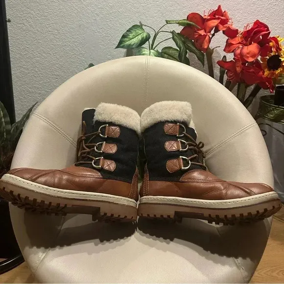 Tory Burch Wool Colorblock Pattern Lace-Up Boots women’s size 10M/40