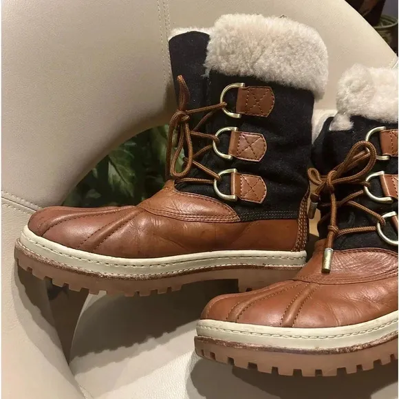 Tory Burch Wool Colorblock Pattern Lace-Up Boots women’s size 10M/40