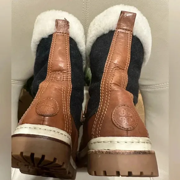Tory Burch Wool Colorblock Pattern Lace-Up Boots women’s size 10M/40