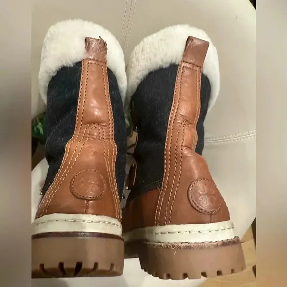 Tory Burch Wool Colorblock Pattern Lace-Up Boots women’s size 10M/40