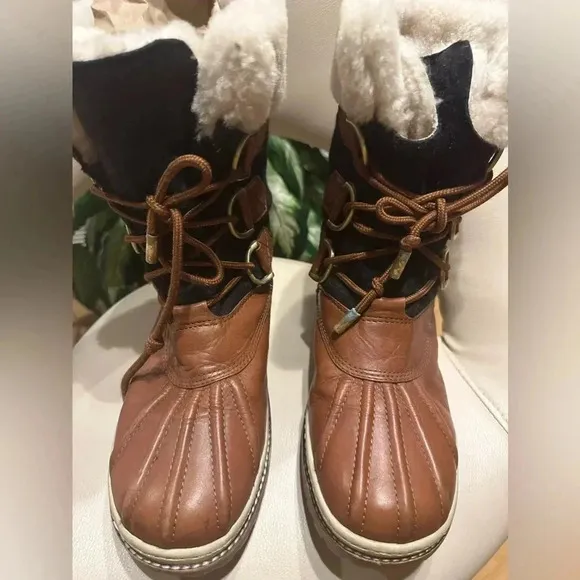 Tory Burch Wool Colorblock Pattern Lace-Up Boots women’s size 10M/40