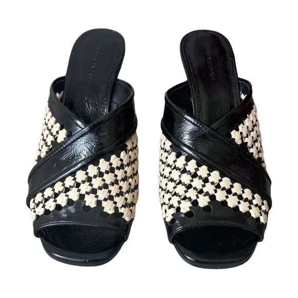 Tory Burch Woven Raffia Wedges 70mm Black Size 6.5