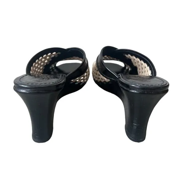 Tory Burch Woven Raffia Wedges 70mm Black Size 6.5