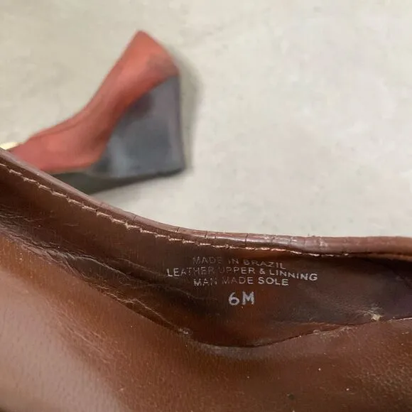 Tory Burch Peep Toe Leather Wedges