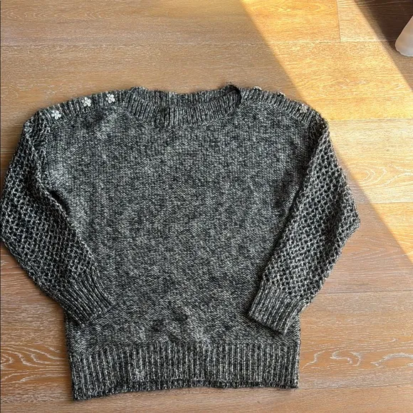 Trina Turk Sweater with rhinestone embellishments at shoulders